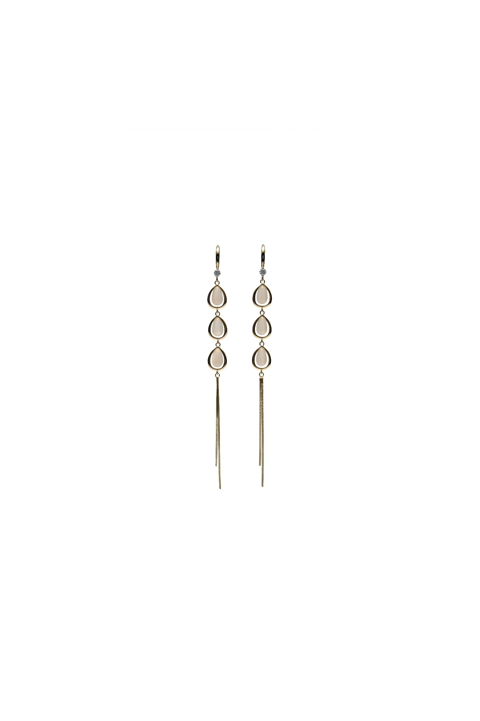 Triple Teardrop Gem Fringe Earrings